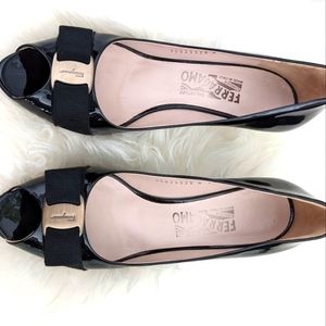 Salvatore Ferragamo Vara Bow Peep Toe Pumps